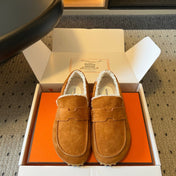 HM 26S DESTIN LOAFERS IN COGNAC BROWN SUEDE
