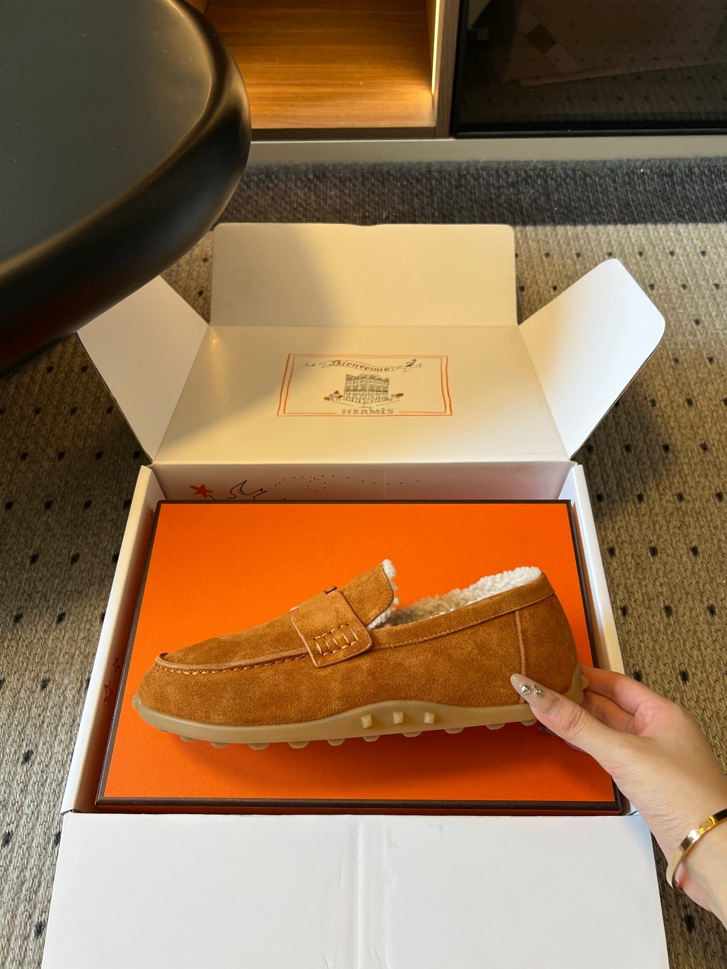 HM 26S DESTIN LOAFERS IN COGNAC BROWN SUEDE