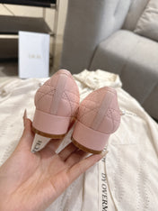 DIOR 26S MARY JANE PUMPS IN LIGHT PINK LAMBSKIN PEARL-ADORNED STRAP