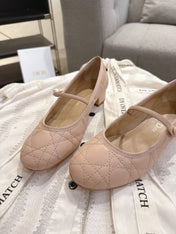 DIOR 26S MARY JANE PUMPS IN NUDE LAMBSKIN PEARL-ADORNED STRAP