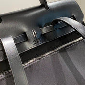 HERBAG A DOS ZIP RETOURNE BACKPACK 29 IN BLACK CANVAS AND CALFSKIN