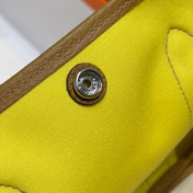 GARDEN PARTY 30CM IN YELLOW TOILETS COTTON CANVAS AND BEIGE MARFA CALFSKIN