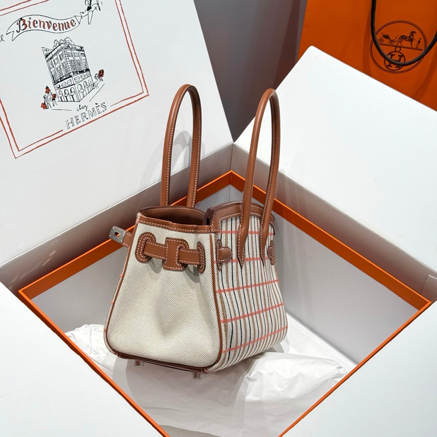 Birkin Shoulder Light 29 Swift-Toile H Canvas Gold PHW