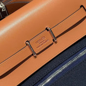 HERMES 25S MINI HERBAG 20 IN NAVY BLUE CANVAS SILVER HARDWARE