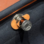 HERMES 25S MINI HERBAG 20 IN NAVY BLUE CANVAS SILVER HARDWARE