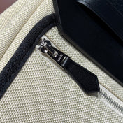 HERMES 25S MINI HERBAG 20 IN BEIGE AND BLACK CANVAS SILVER HARDWARE