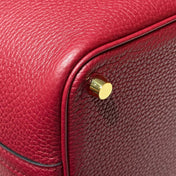 HERMES 25S PICOTIN LOCK 18 IN ROSSO ANCORA RED CALFSKIN GOLD HARDWARE