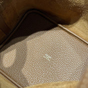 HERMES 25S PICOTIN LOCK 22 IN BURNT CARAMEL CALFSKIN GOLD HARDWARE