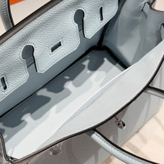 HERMES 25S MEDIUM BIRKIN 25 IN CLOUD BLUE CALFSKIN SILVER HARDWARE