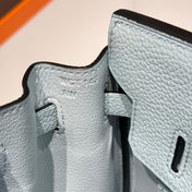 HERMES 25S MEDIUM BIRKIN 25 IN CLOUD BLUE CALFSKIN SILVER HARDWARE