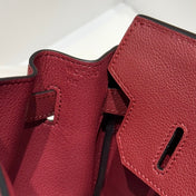 HERMES 25S SHOULDER BIRKIN 29 IN BURNT RED CALFSKIN SILVER HARDWARE