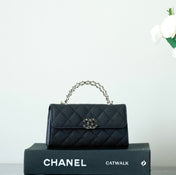 CHANEL 25S KELLY IN BLACK LAMBSKIN WITH GOLD HARDWARE