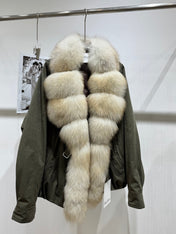 MAXMARA 26S FUR-TRIMMED SUEDE JACKET 294