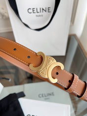 TRIOMPHE BELT 24MM IN BRONZE BROWN CALFSKIN WITH GOLD BUCKLE