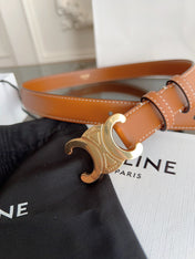 TRIOMPHE BELT 24MM IN BRONZE BROWN CALFSKIN WITH GOLD BUCKLE