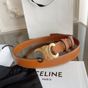 TRIOMPHE BELT 24MM IN BRONZE BROWN CALFSKIN WITH GOLD BUCKLE