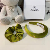 OLIVE GREEN VELVET HAIRBAND 124629