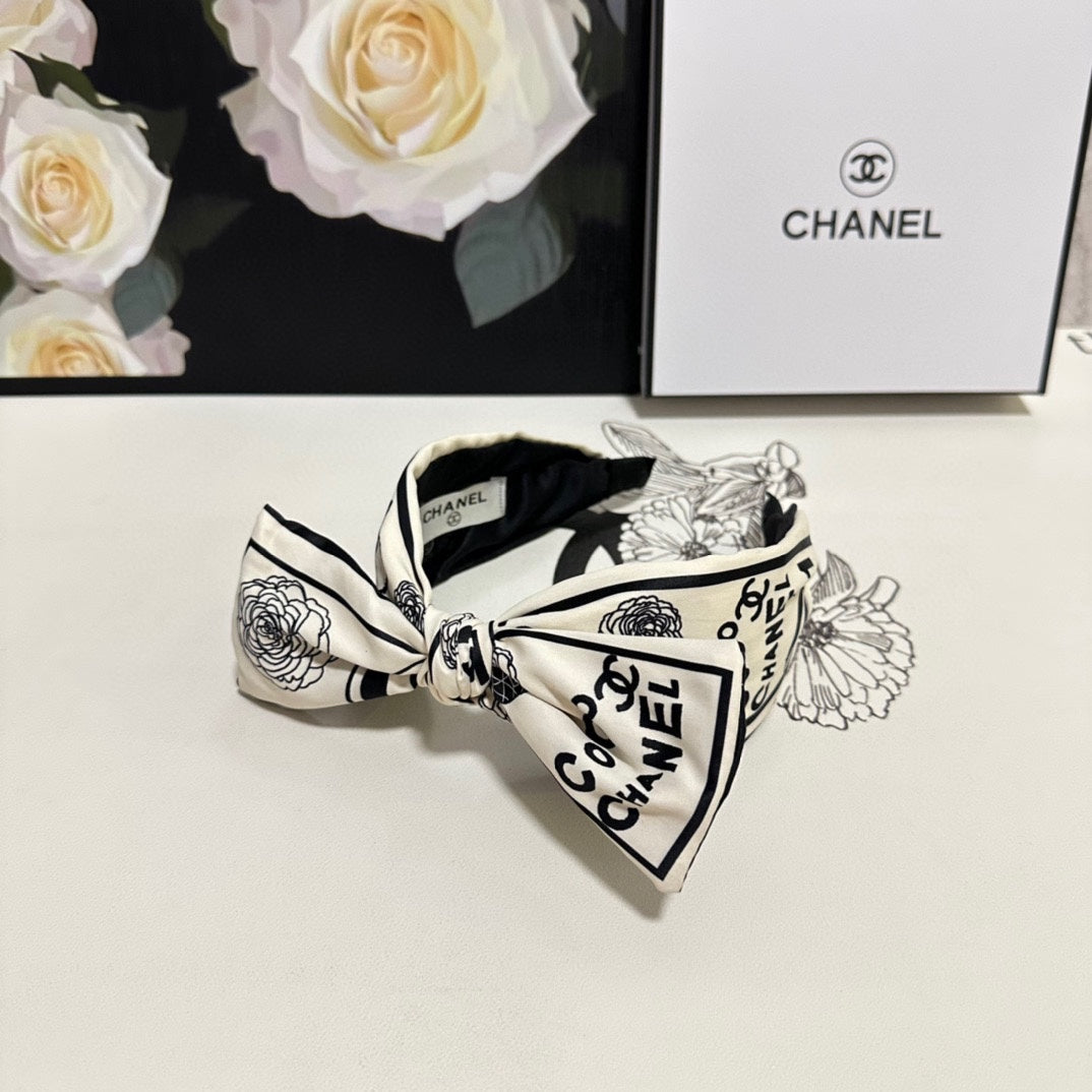WHITE MIX BLACK SILK HEADBAND 168589