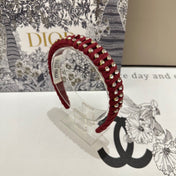 HAIRBAND IN RED FELT FABRIC DIAMOND-EMBELLISHED 230832