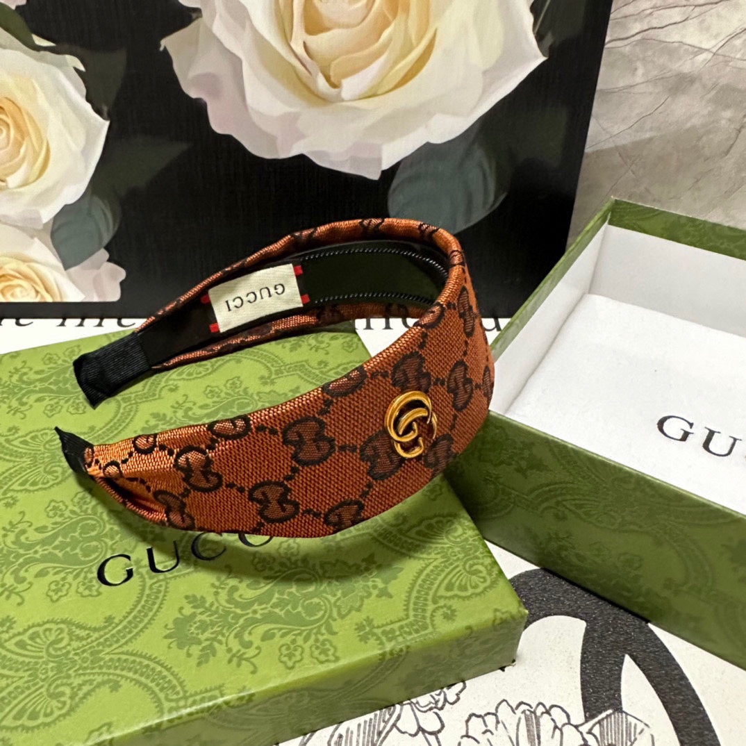 GINGER ORANGE MONOGRAM CANVAS HAIRBAND 369309