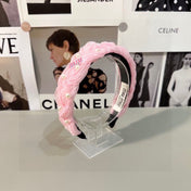 HAIR BAND IN PINK CHIFFON PEARL-EMBELLISHED 395327