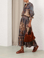 ZIMMERMANN 26S LONG-SLEEVE SHIRT & MAXI SKIRT SET 235