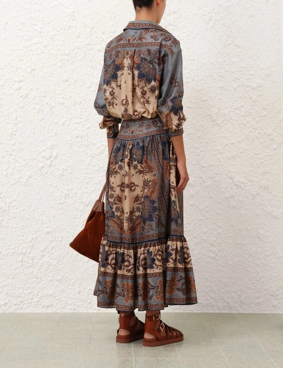 ZIMMERMANN 26S LONG-SLEEVE SHIRT & MAXI SKIRT SET 235