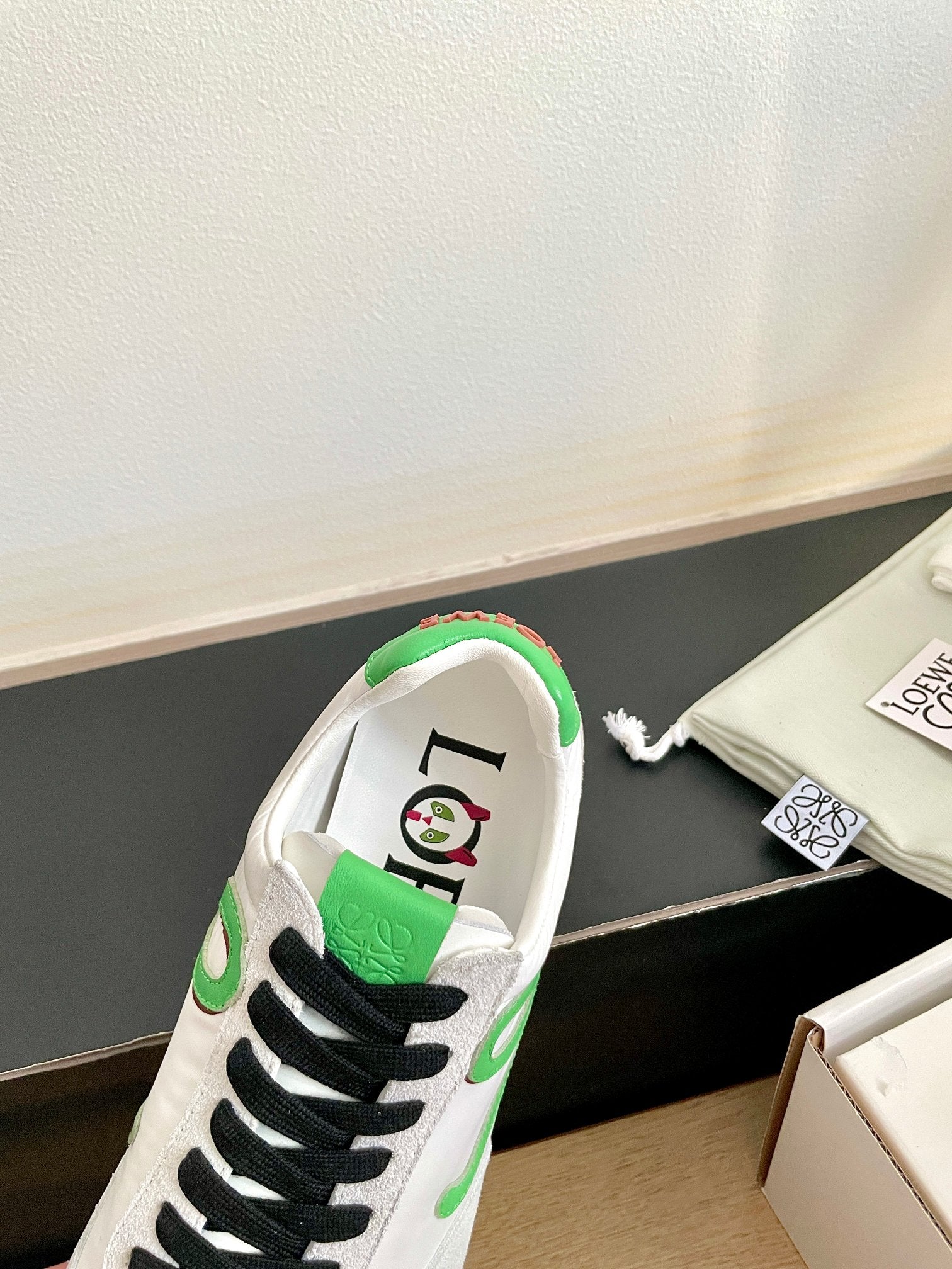 LOEWE 26S BALLET RUNNER 2.0 IN LIGHT GRAY SUEDE AND WHITE NYLON