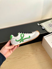 LOEWE 26S BALLET RUNNER 2.0 IN LIGHT GRAY SUEDE AND WHITE NYLON