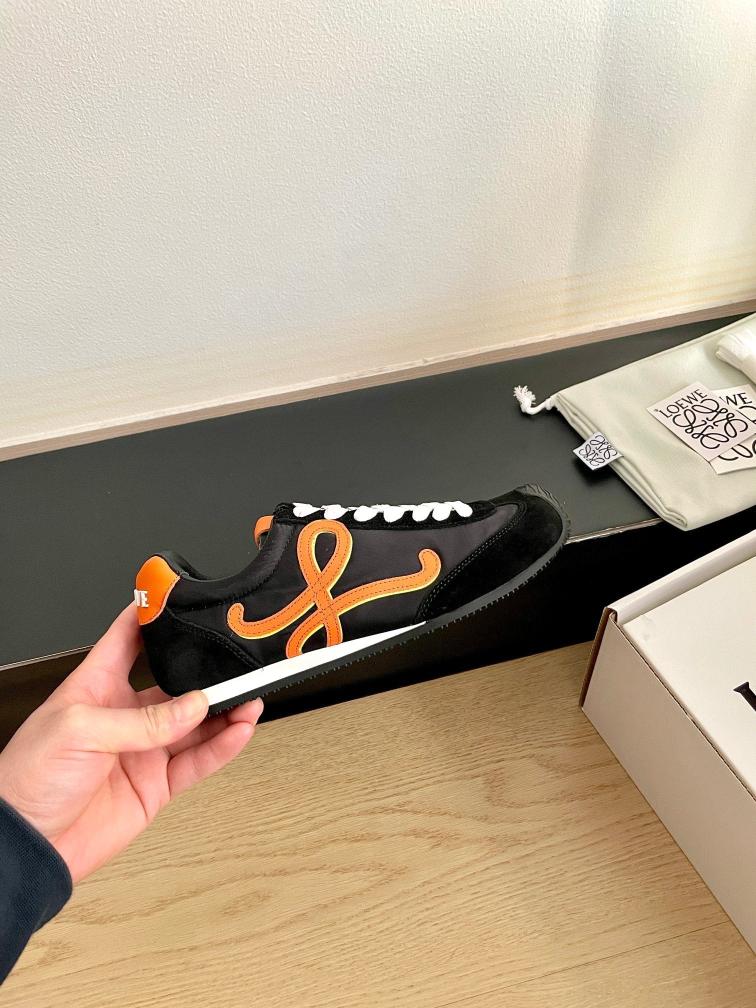 LOEWE 26S BALLET RUNNER 2.0 IN BLACK SUEDE AND NYLON