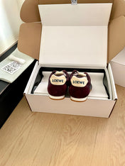 LOEWE 26S BALLET RUNNER 2.0 IN WINE RED SUEDE AND NYLON