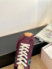 LOEWE 26S BALLET RUNNER 2.0 IN WINE RED SUEDE AND NYLON