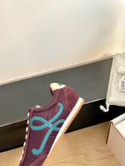 LOEWE 26S BALLET RUNNER 2.0 IN WINE RED SUEDE AND NYLON