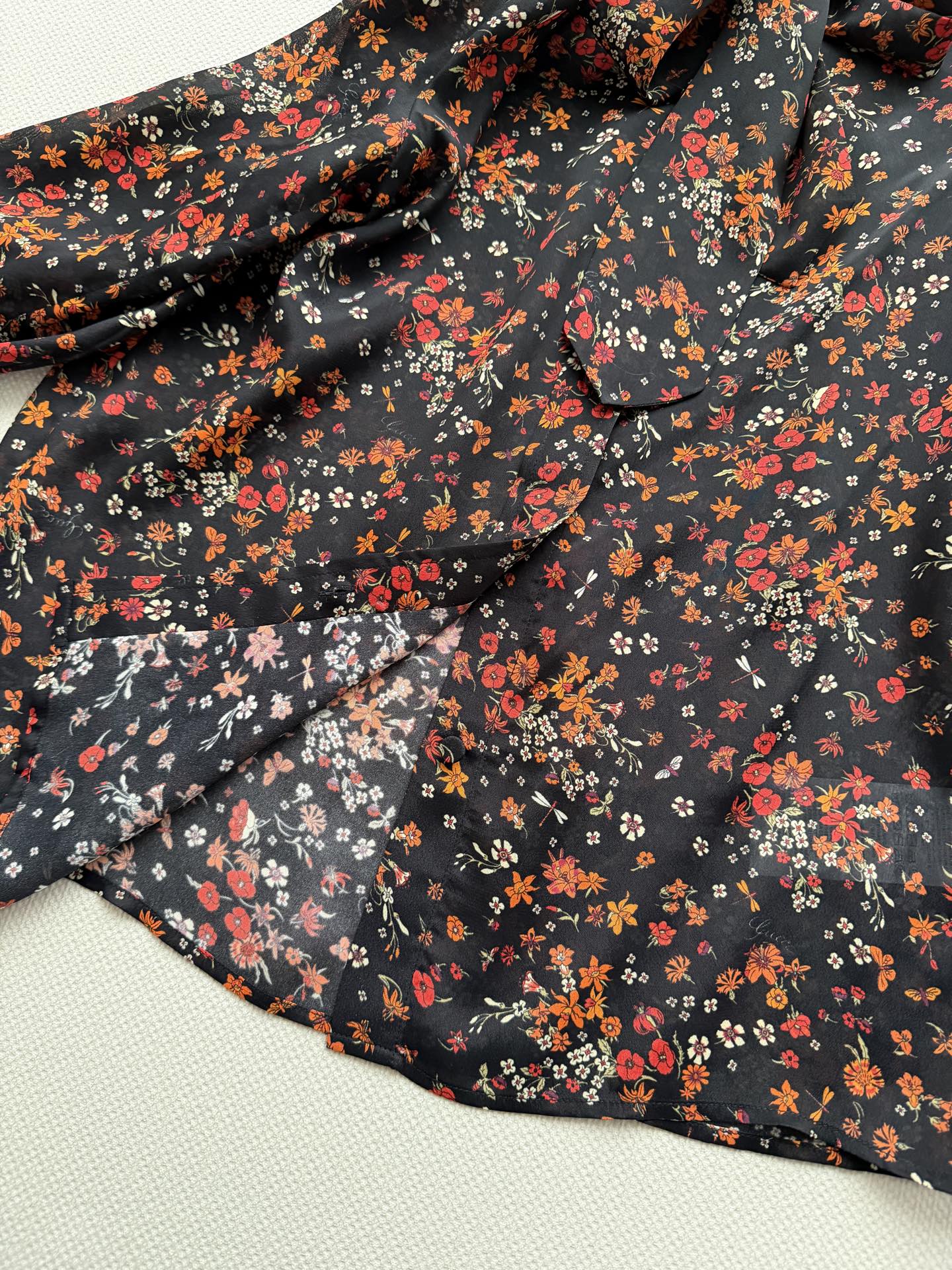 GUCCI 26S LONG-SLEEVE FLORAL BOW-TIE BLOUSE 485