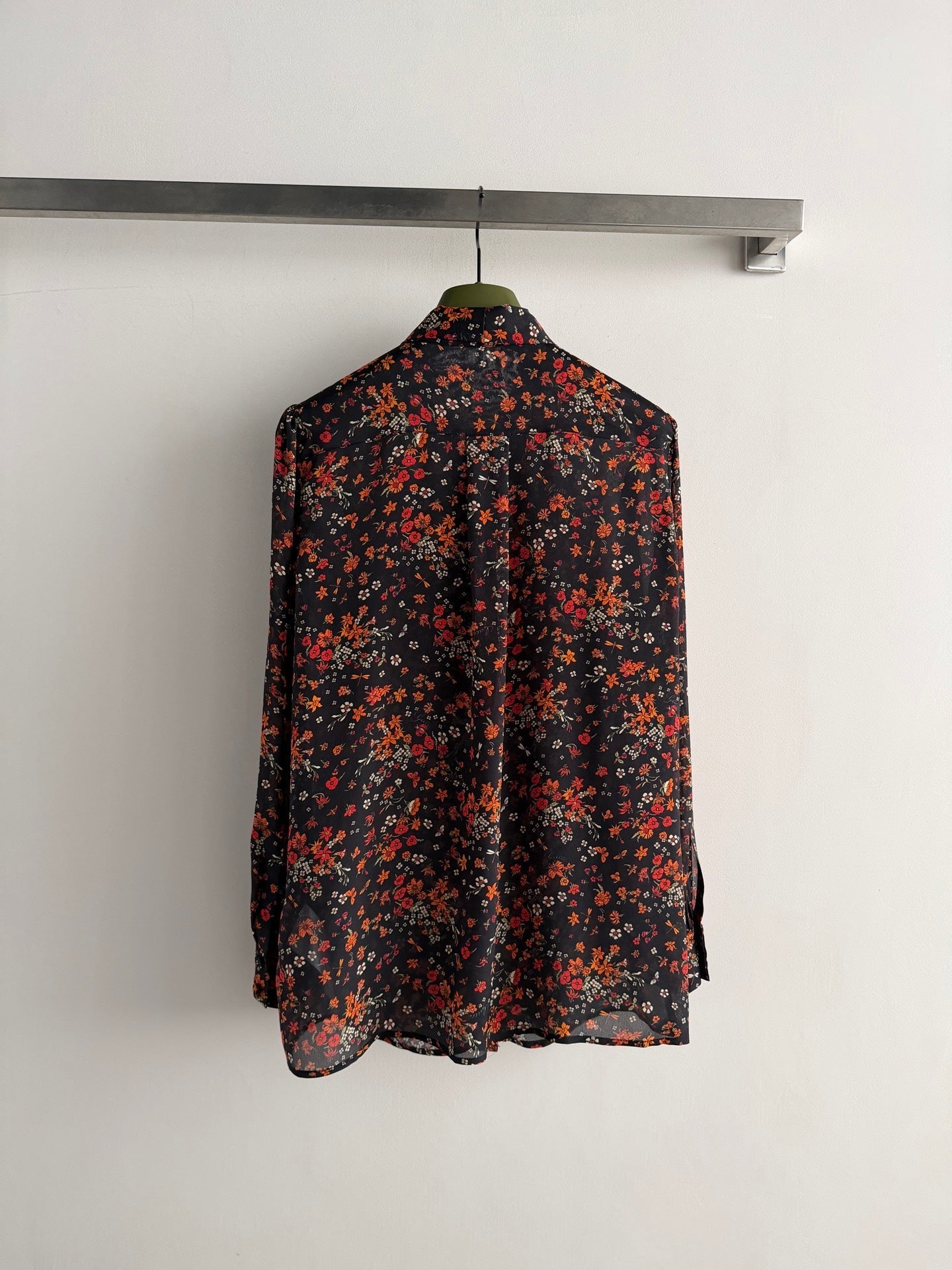 GUCCI 26S LONG-SLEEVE FLORAL BOW-TIE BLOUSE 485