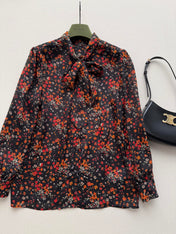 GUCCI 26S LONG-SLEEVE FLORAL BOW-TIE BLOUSE 485