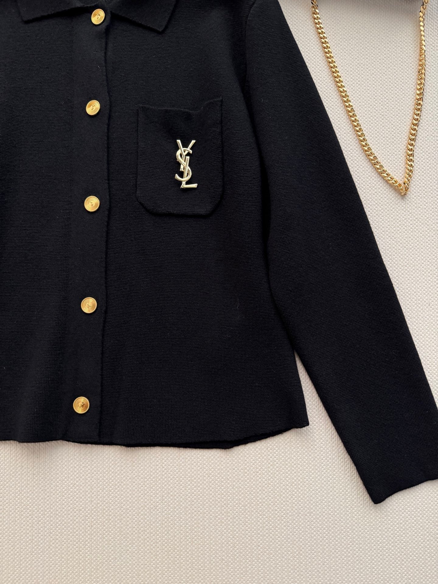 YSL 26S BUTTON-UP KNIT JACKET 427
