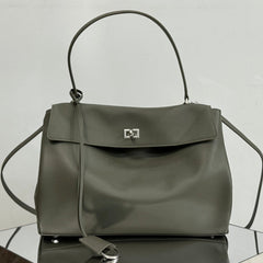 RODEO MEDIUM BAG 35 IN KHAKI GREEN SMOOTH CALFSKIN SILVER HARDWARE