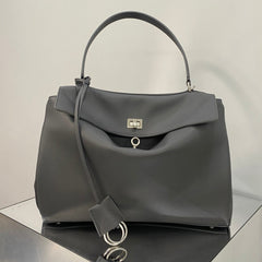 RODEO MEDIUM BAG 35 IN GREY SMOOTH CALFSKIN SILVER HARDWARE