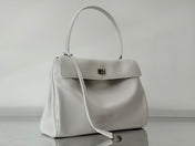 RODEO MEDIUM BAG 35 IN WHITE SMOOTH CALFSKIN SILVER HARDWARE