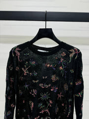 DIOR FLORAL EMBROIDERED KNITTED LONG-SLEEVE TOP 276695