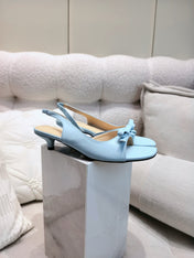 DIOR 26S BOW HEELED SLINGBACK SANDAL 45MM IN SKY BLUE CALFSKIN