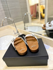 SL Flat Sandal Women Brown Seude White Calfskin