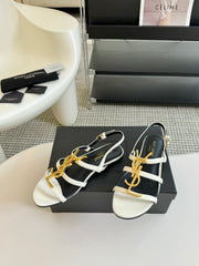 SL CASSANDRA TRIPLE SANDAL FLAT WHITE CALFSKIN