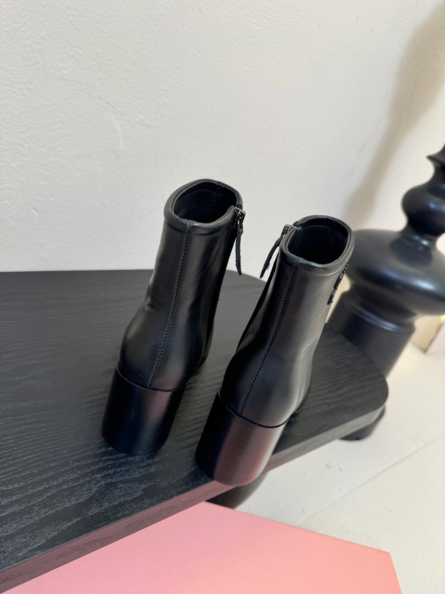 MIUMIU 25S ANKLE BOOTS 65MM IN BLACK CALFSKIN