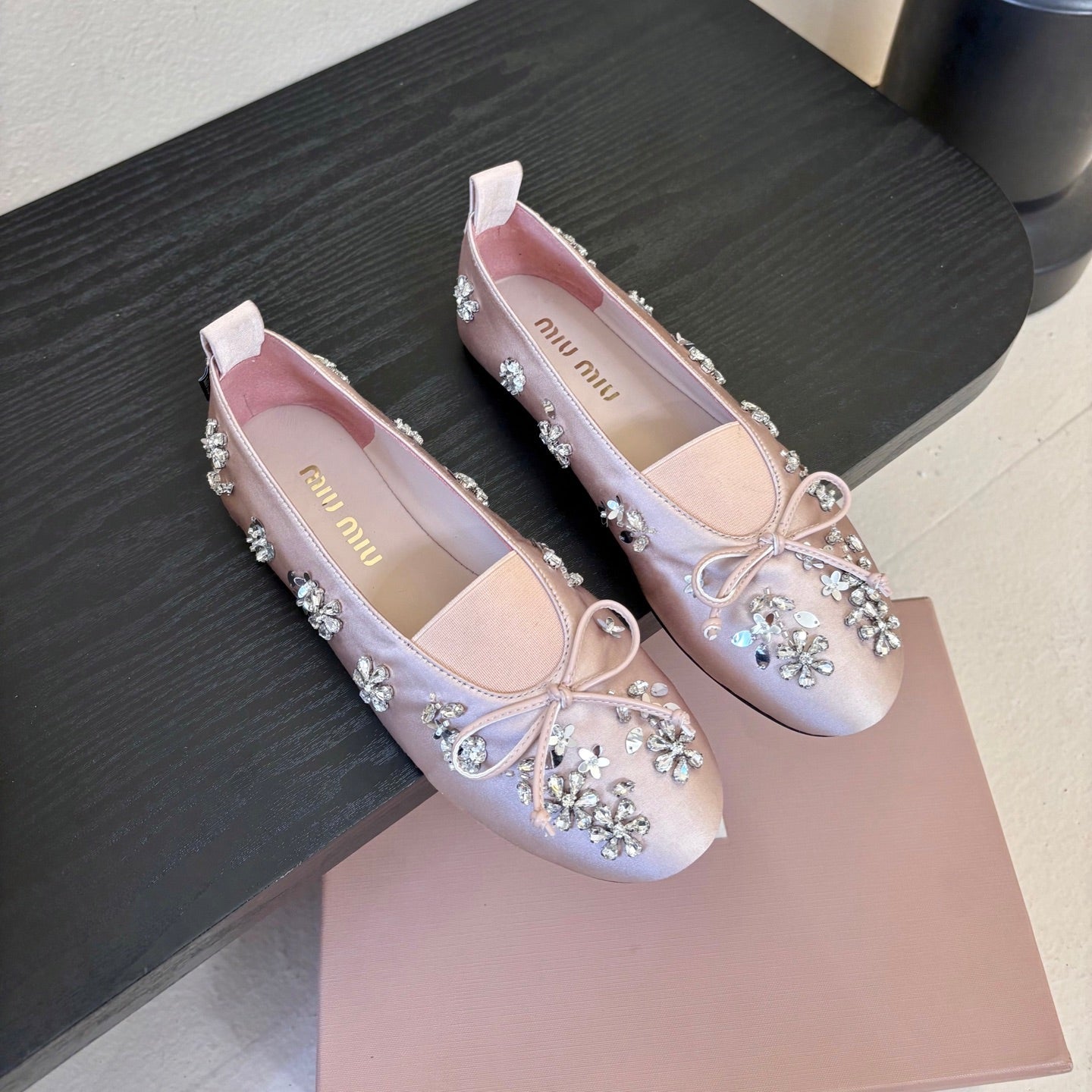 MIUMIU 25S MARY JANE SHOES IN PINK SATIN