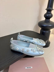 MIUMIU 25S MARY JANE SHOES IN LIGHT BLUE SATIN