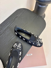MIUMIU 25S MARY JANE SHOES IN NAVY BLUE SATIN
