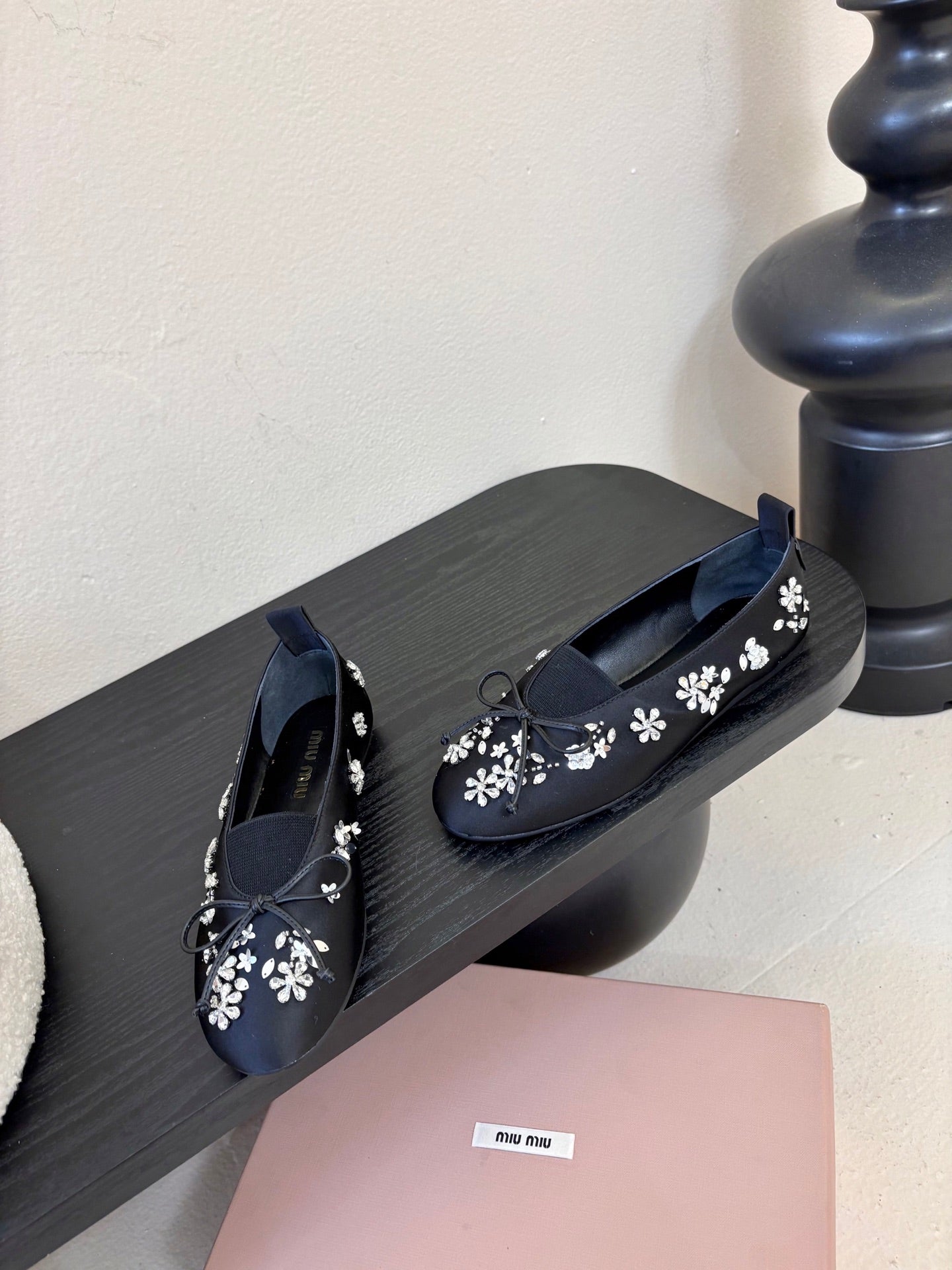 MIUMIU 25S MARY JANE SHOES IN NAVY BLUE SATIN
