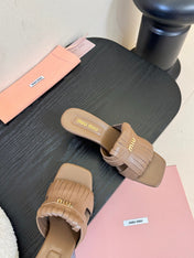 MIUMIU 26S HIGH-HEEL SANDALS 40MM IN BROWN CALFSKIN